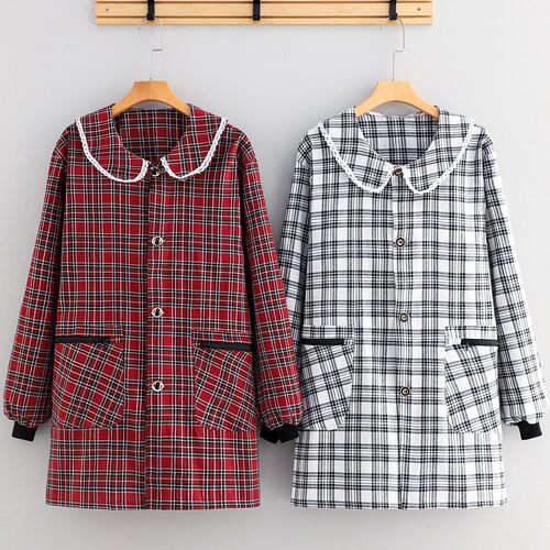 长袖围裙正穿衣拉链口袋厨房家用罩衣外穿耐磨透气女士罩衣工作衣
