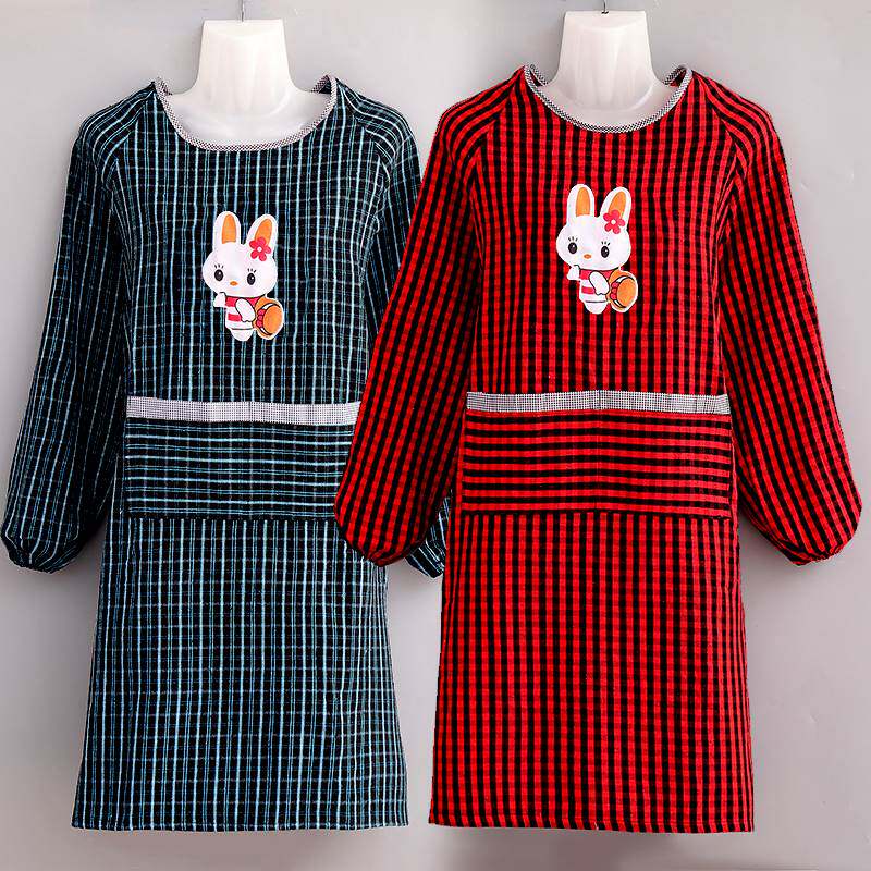 纯棉罩衣家用厨房围裙长袖棉布加厚加长衣服成人冬季女工作服印字,家庭/个人清洁工具,围裙,淘宝优惠券,粉丝福利购,淘宝优惠卷