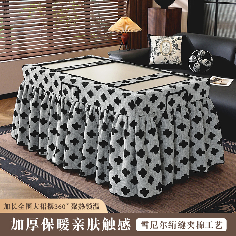 中古风雪尼尔烤火桌子罩套