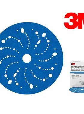 3M6寸 321U 干磨砂纸蓝锋锐旋风多孔砂纸片6寸圆自粘打磨背绒片