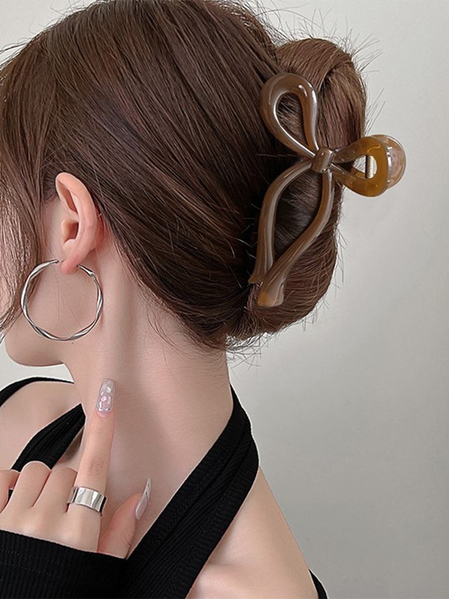 盘发抓夹日韩蝴蝶结飘带
