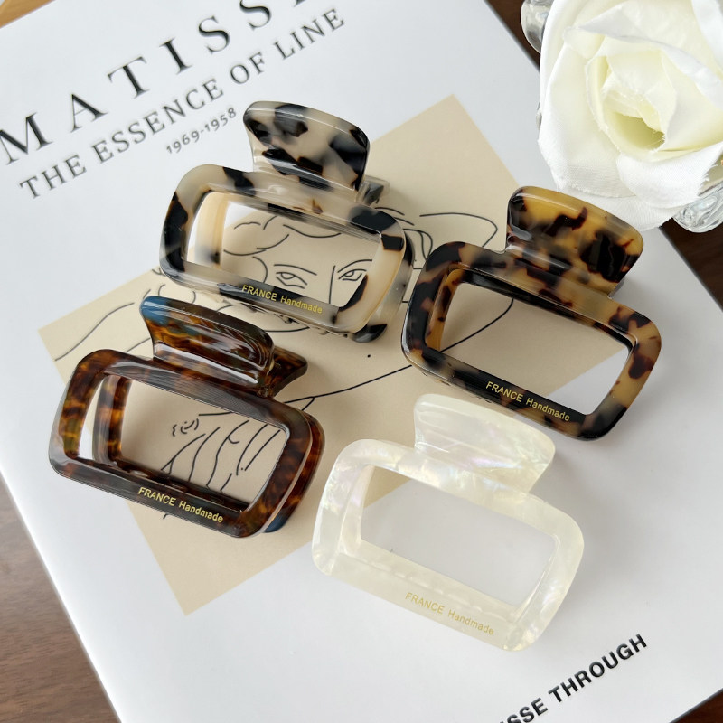 韩国francehandmade复古方形中号盘发抓夹 后脑勺发夹法式鲨鱼夹