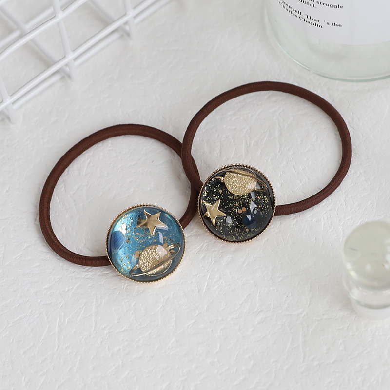 saradear韩国东大门新款星星月亮星球马尾丸子头发圈星空发绳头绳