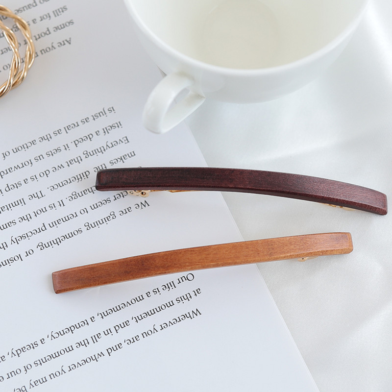 后脑勺头饰一字夹木质弹簧夹子