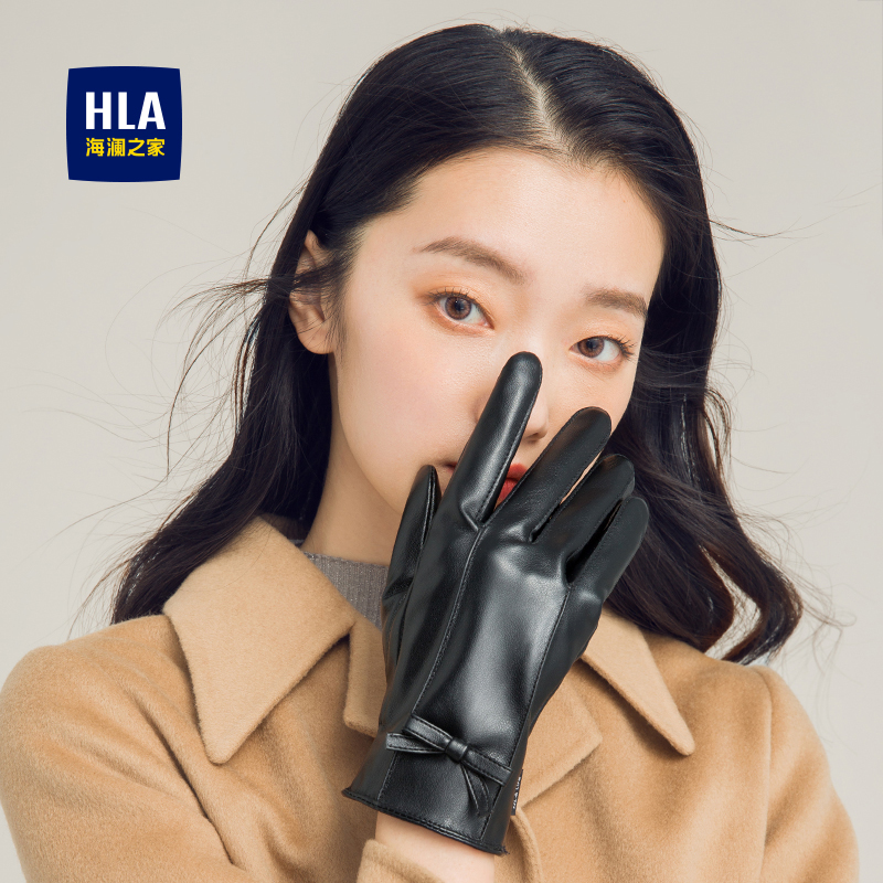 海澜之家皮手套女士2025新款户外骑行秋冬保暖加绒加厚防滑耐磨潮