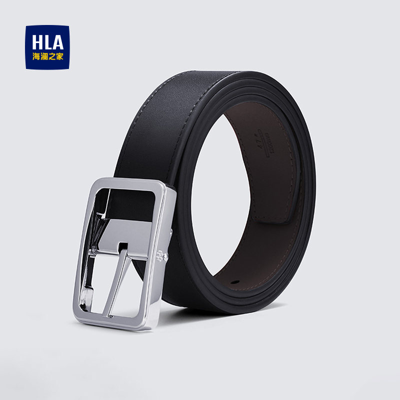 海澜之家皮带男士真牛皮针扣腰带