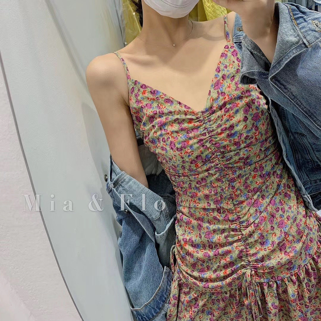 夏季碎花吊带裙雪纺夏季仙女
