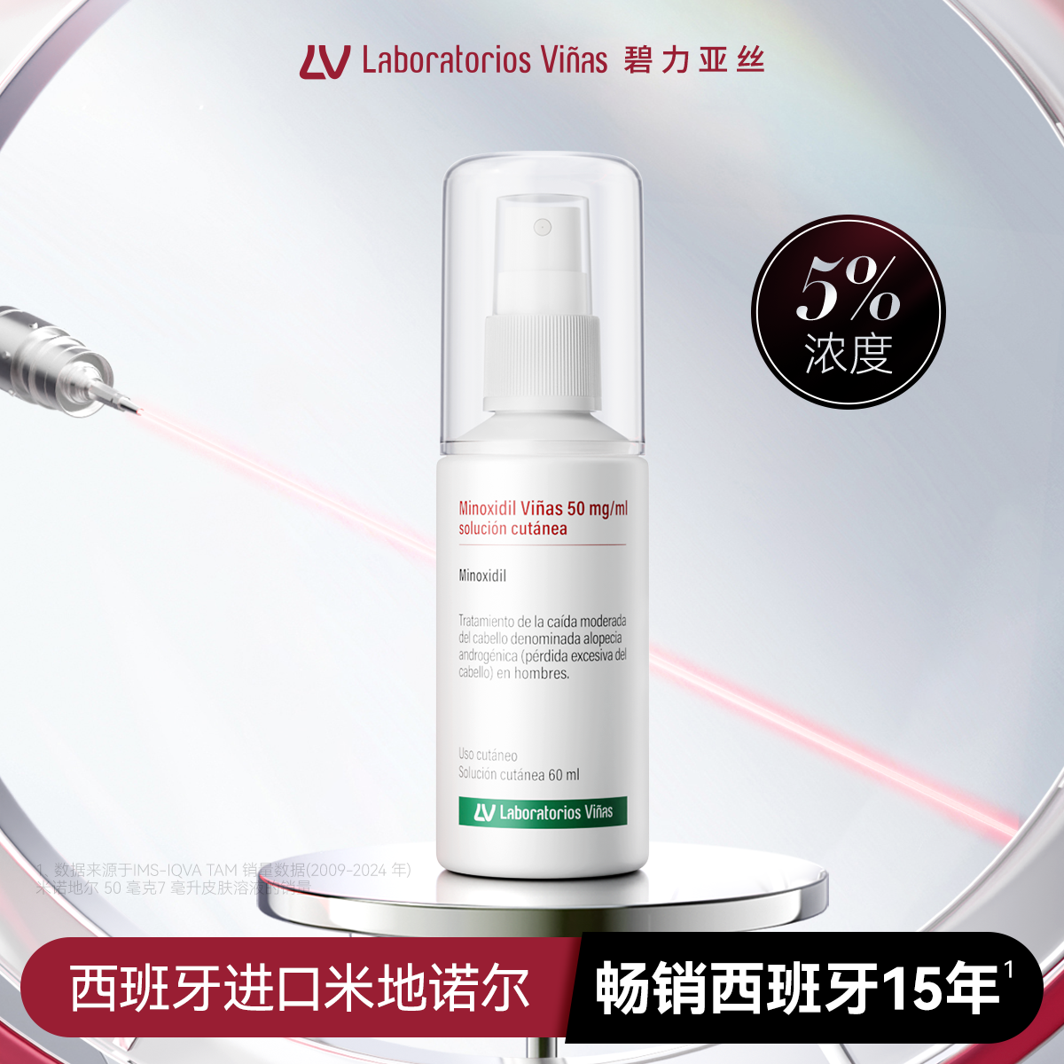 LV米诺地尔5%进口vinas非泡沫育发生发液男女性增发防脱发喷雾剂