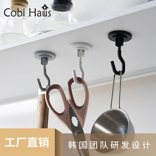 可旋转磁铁挂钩免打孔门后磁吸钩子厨房冰箱创意强磁挂钩 客必屋