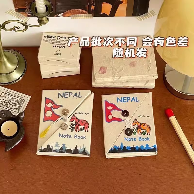 尼泊尔LOKATA洛植物手工纸笔记高颜值相盖口袋手账本