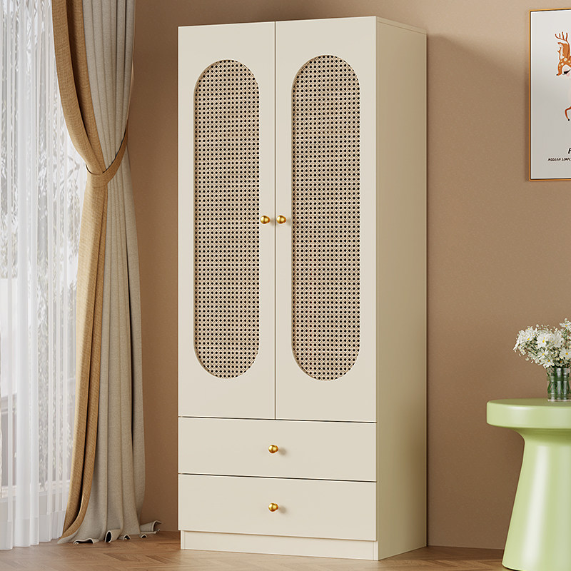 衣柜家用卧室实木藤编简约小户型2025新款儿童收纳柜子定制大衣橱