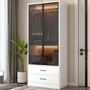 衣柜家用现代轻奢定制柜子儿童玻璃门经济型出租房卧室小户型衣橱