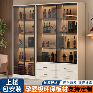 实木展示柜家用书柜客厅儿童推拉玻璃门书架落地组合定制手办柜子