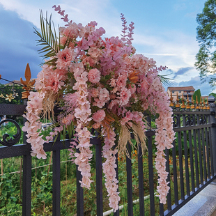 壁挂装饰仿真垂吊阿勃勒花排 户外婚礼KT板背景园艺布置假花拱门