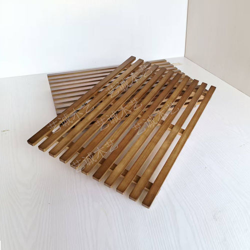 松木西餐黑胡桃色烘焙面包柜格栅垫板中岛边柜展示架零食糕点陈列
