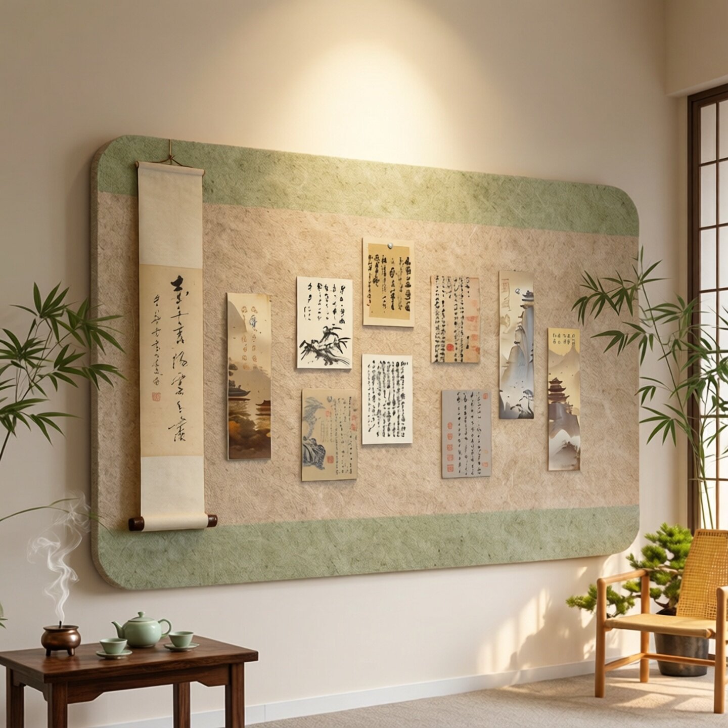 书法字帖文化毛毡墙国画毛笔作品展示留言板墙面装饰背景板免打孔图片