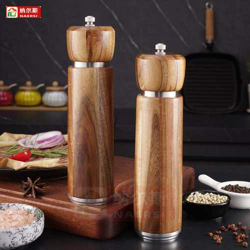 木研磨器钢圈相思木胡椒磨 陶瓷芯手动胡椒研磨器BBQ烧烤工具组套