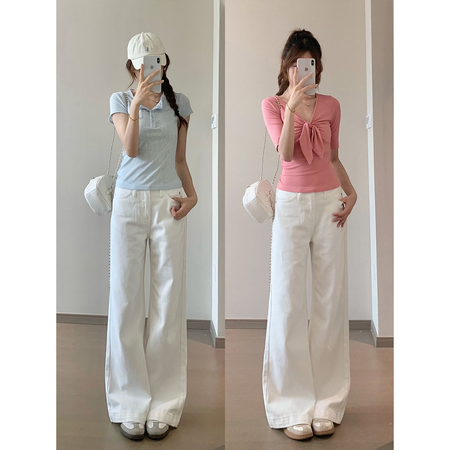我很懒 人生白牛fit 时髦感牛仔裤女低腰气质显瘦百搭直筒阔腿裤