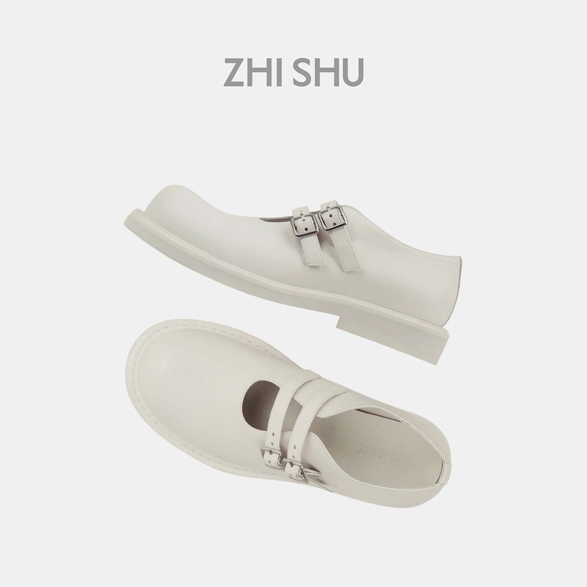直述ZHISHU 25秋季新款浅口玛丽珍鞋简约轻便真皮单鞋女
