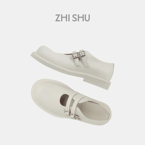直述ZHISHU 浅口玛丽珍鞋简约轻便真皮单鞋女设计师品牌