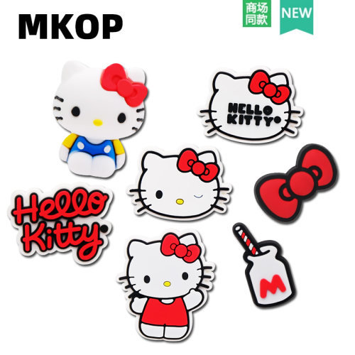 Mkop洞洞鞋配饰可爱kt猫鞋花