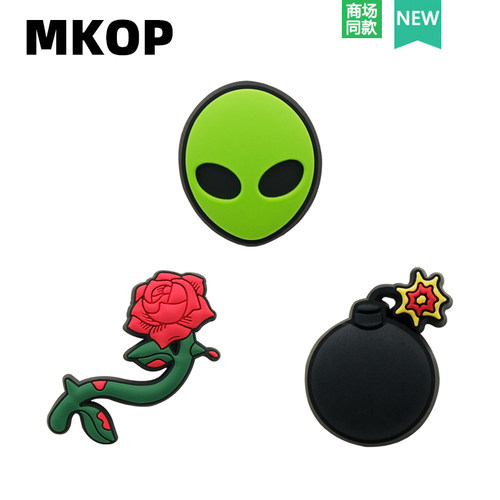 Mkop洞洞鞋配饰玫瑰花炸弹鞋花