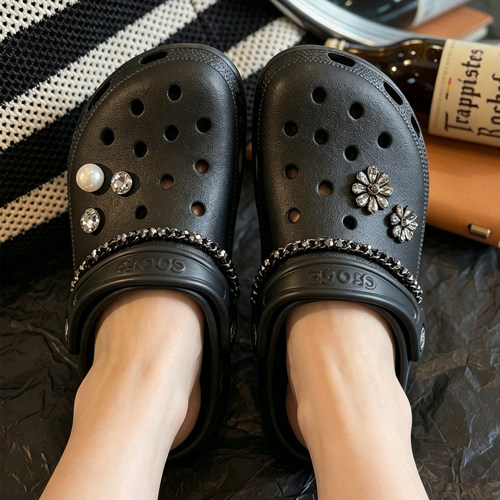 MKOP洞洞鞋配饰高级感diy鞋扣配件暗黑风链条鞋花适配Cross/Crocs