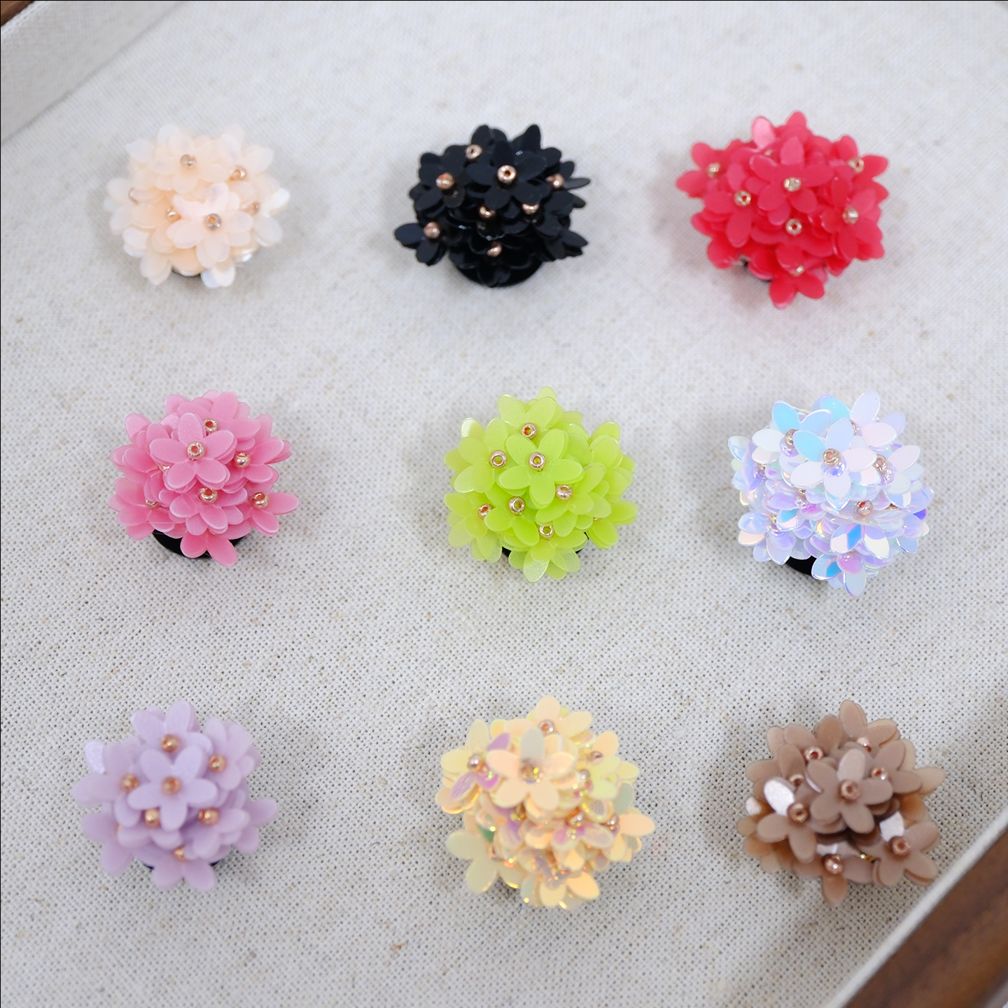 Mkop洞洞鞋配饰高级感鞋扣亮片珠花朵鞋花装饰扣适配Cross/Crocs