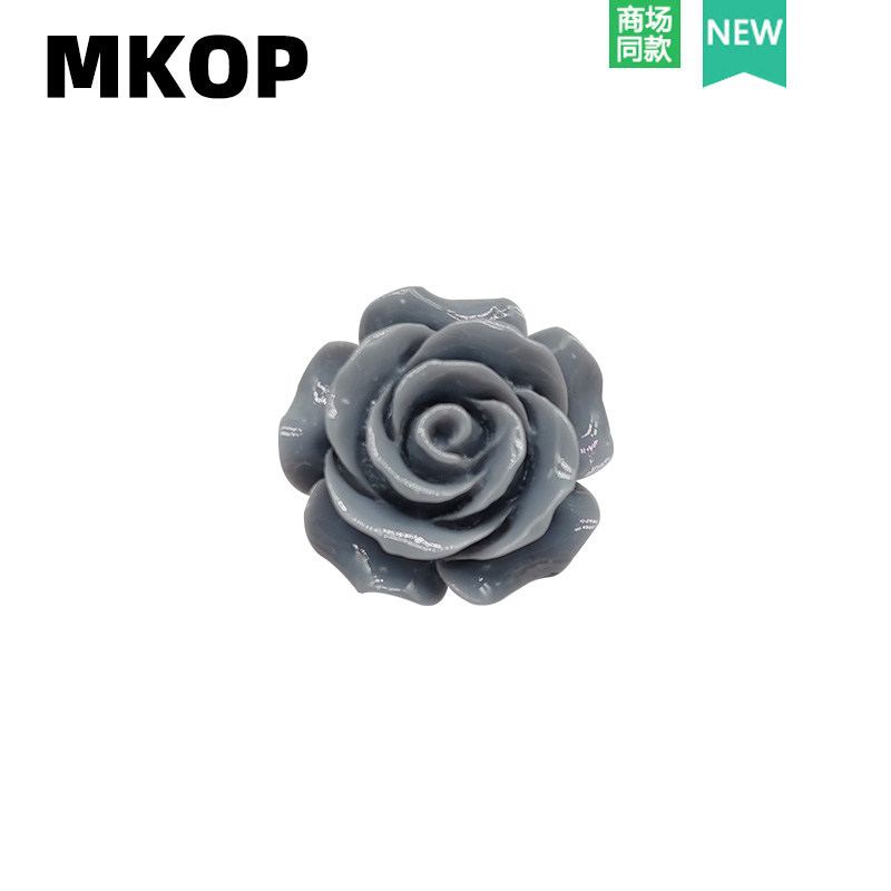 mkop洞洞鞋配饰鞋扣配件立体灰色花朵鞋花装饰扣适配cross/crocs