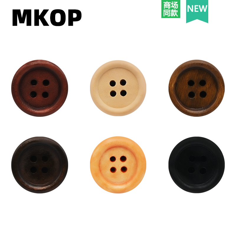 Mkop洞洞鞋配饰复古质感纽扣鞋花