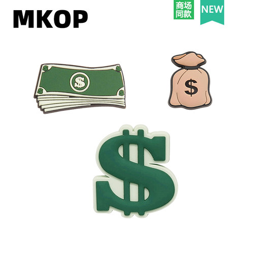 Mkop洞洞鞋配饰美元钱袋鞋花