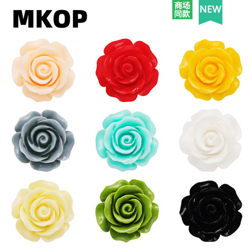 Mkop洞洞鞋配饰立体玫瑰花朵鞋花