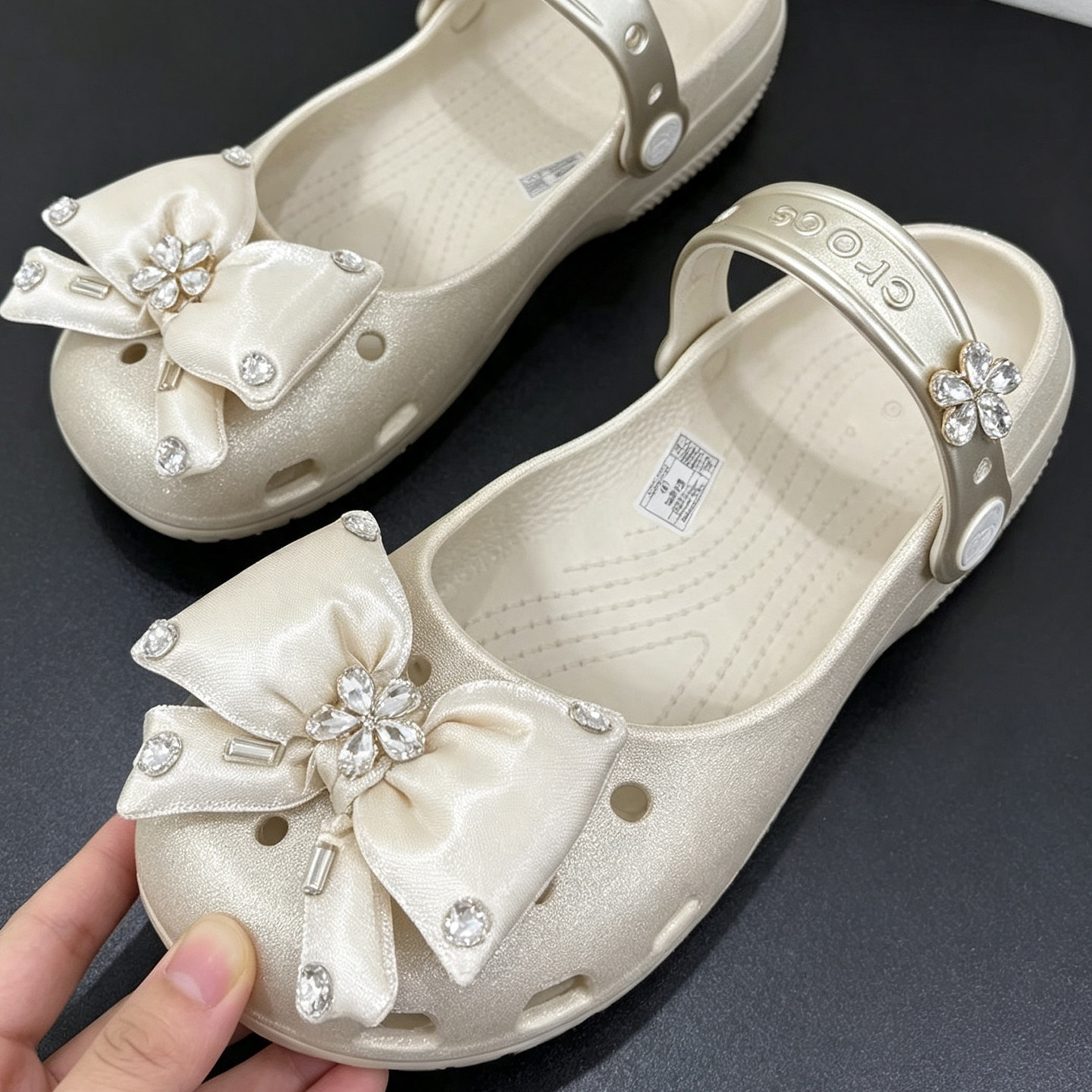 MKOP洞洞鞋配饰高级感鞋扣配件法式蝴蝶结鞋花扣适配Crocs卡骆驰