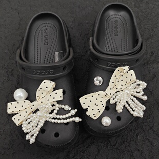 花适配Crocs 扣配件珍珠蝴蝶结鞋 Cross 配饰diy高级感鞋 Mkop洞洞鞋