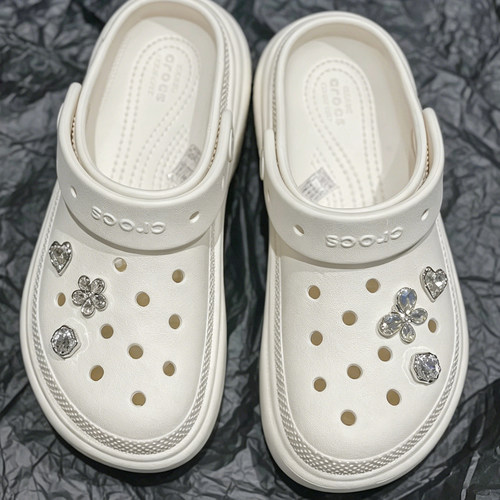 Mkop洞洞鞋配饰鞋扣配件玻璃月光蝴蝶鞋花装饰扣适配Cross/Crocs
