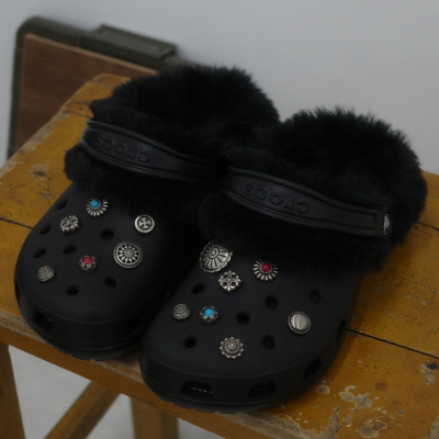 Mkop洞洞鞋内胆毛绒棉鞋套适配厨师鞋Cross/Crocs卡骆驰泡芙云朵