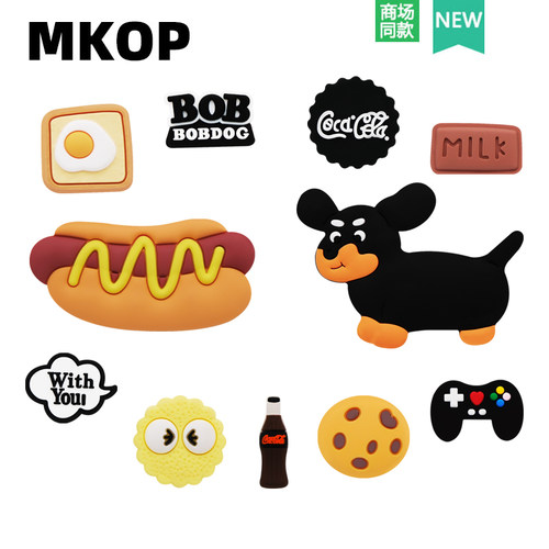 Mkop洞洞鞋配饰香肠狗鞋花