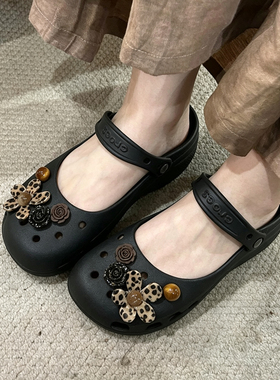 MKOP洞洞鞋配饰高级感diy鞋扣配件美拉德豹纹鞋花适配Cross/Crocs