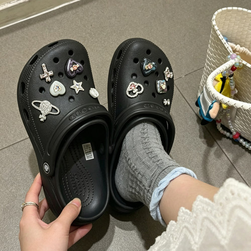 MKOP洞洞鞋配饰高级感鞋扣配件暗黑风土星爱心装饰鞋花适配Crocs