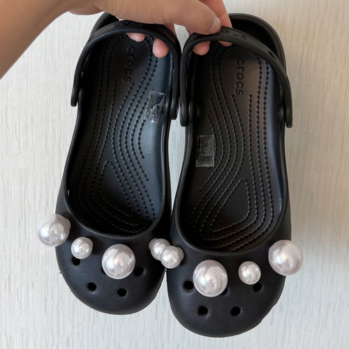 Mkop洞洞鞋配饰鞋扣配件珍珠芭蕾舞鞋鞋花装饰扣适配Cross/Crocs