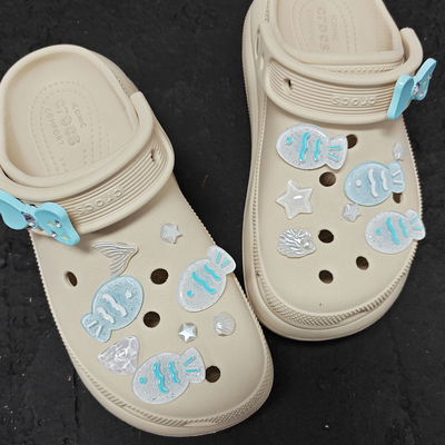 Mkop洞洞鞋配饰diy高级感鞋扣配件小鱼贝壳鞋花适配Crocs/Cross