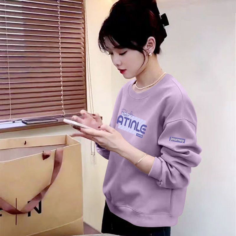 春秋韩版纯棉短款高腰卫衣女时尚洋气新款百搭显瘦小个子圆领上衣