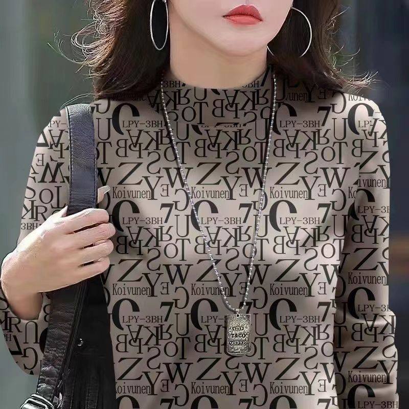 春秋德绒半高领长袖打底衫女时尚洋气减龄百搭显瘦设计感长袖上衣