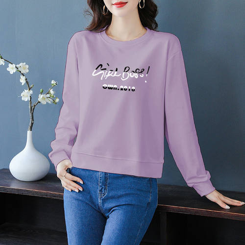 100%纯棉卫衣女冬装新款韩版宽松显瘦百搭高腰短款小个子长袖上衣