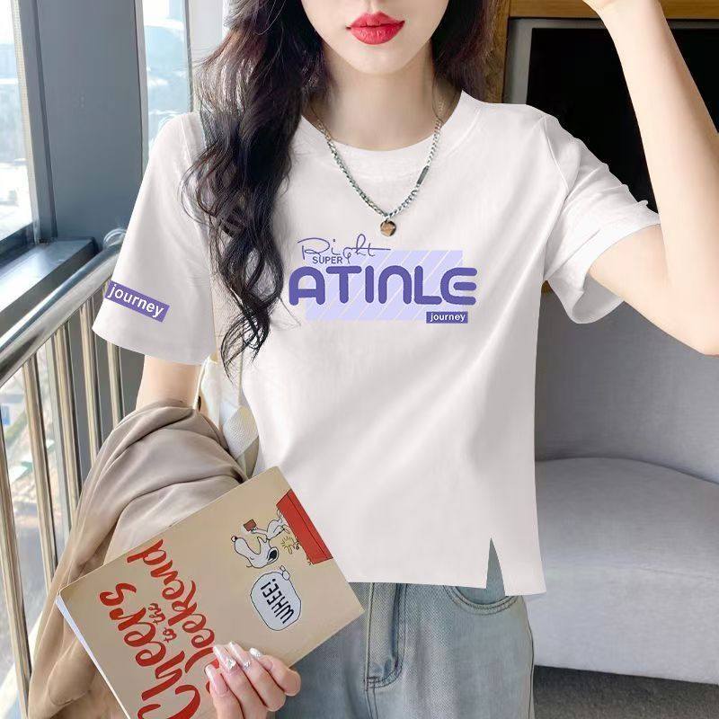 高品质纯棉短袖t恤女新款夏季洋气大码遮肉显瘦气质上衣体恤衫
