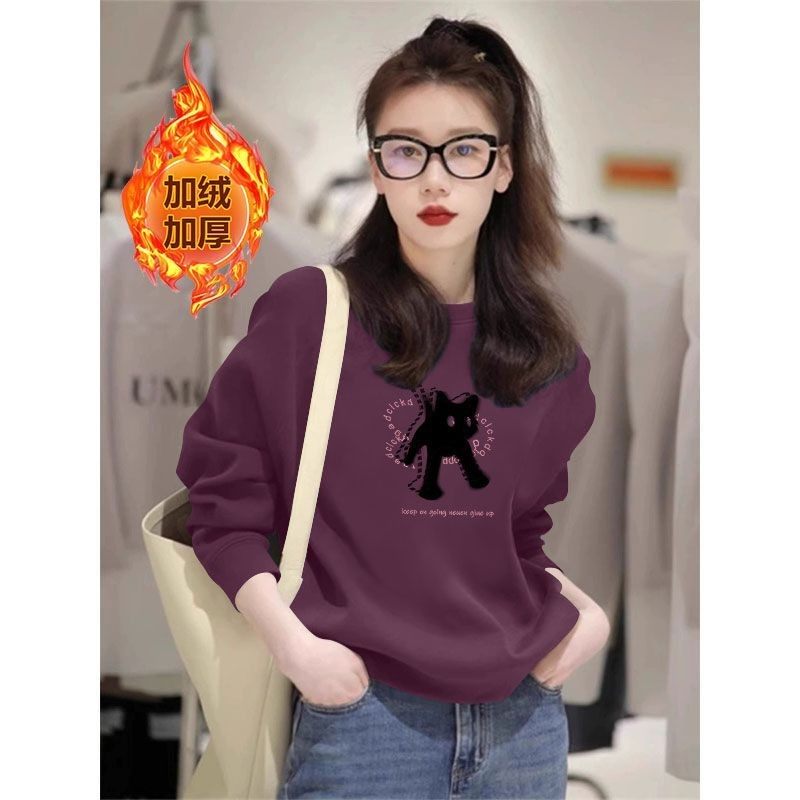 纯棉加绒加厚短款高腰卫衣女秋冬新款时尚洋气韩版百搭小个子外套