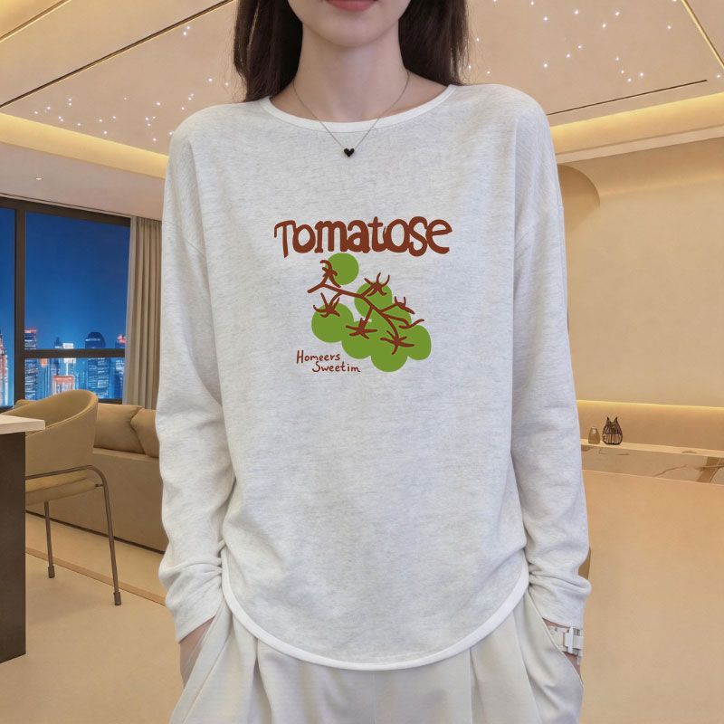 竹节棉长袖弧形防晒衣T恤女