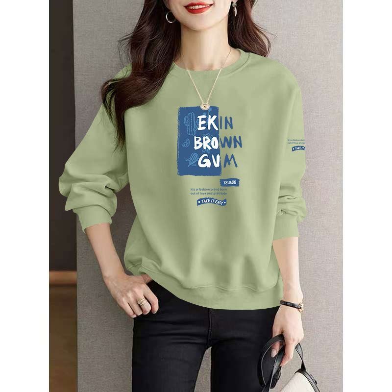 秋冬爆款纯棉女士长袖卫衣时尚潮流百搭宽松遮肉显瘦印花休闲外套