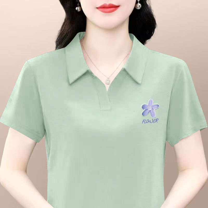 夏季纯棉女士短袖POLO衫时尚洋气爆款百搭设计感翻领休闲翻领T恤