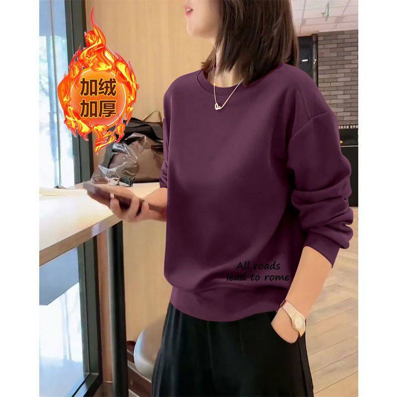 纯棉新款加绒加厚小个子短款卫衣女大码潮流安可拉红秋冬款上衣女